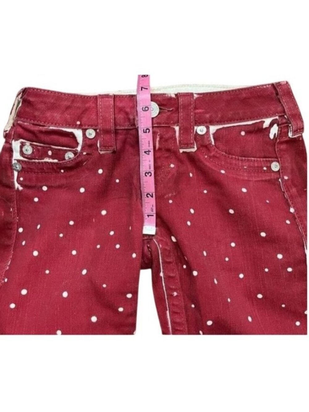 True Religion Maroon Red Embellished Jeans Vintage - Picture 12 of 14